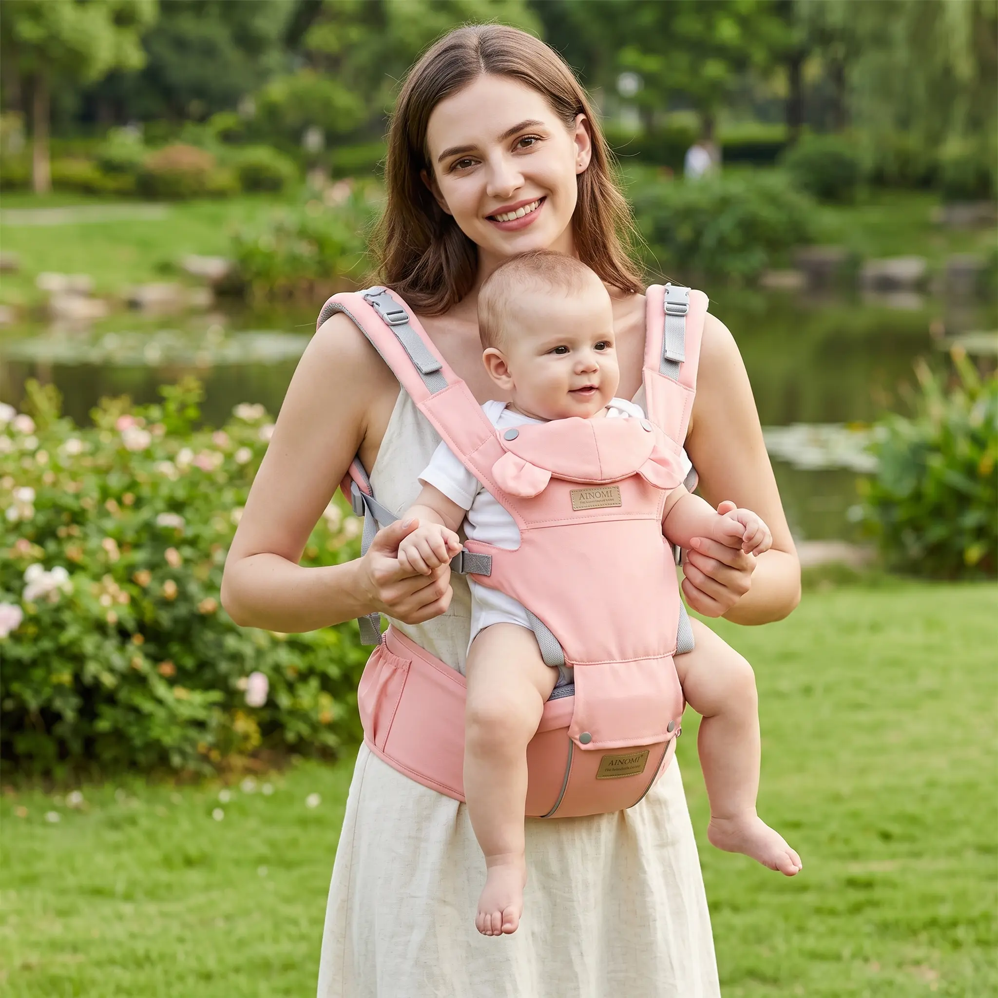 Cozy Daily & Travel Baby Essentials Ergonomic Hands-Free Baby Hip Seat Carrier, Adjustable All-Position Breathable Mesh Wrap, Complete Accessories for Newborn 0-36 Months, Perfect Labor Day Gift portabeb