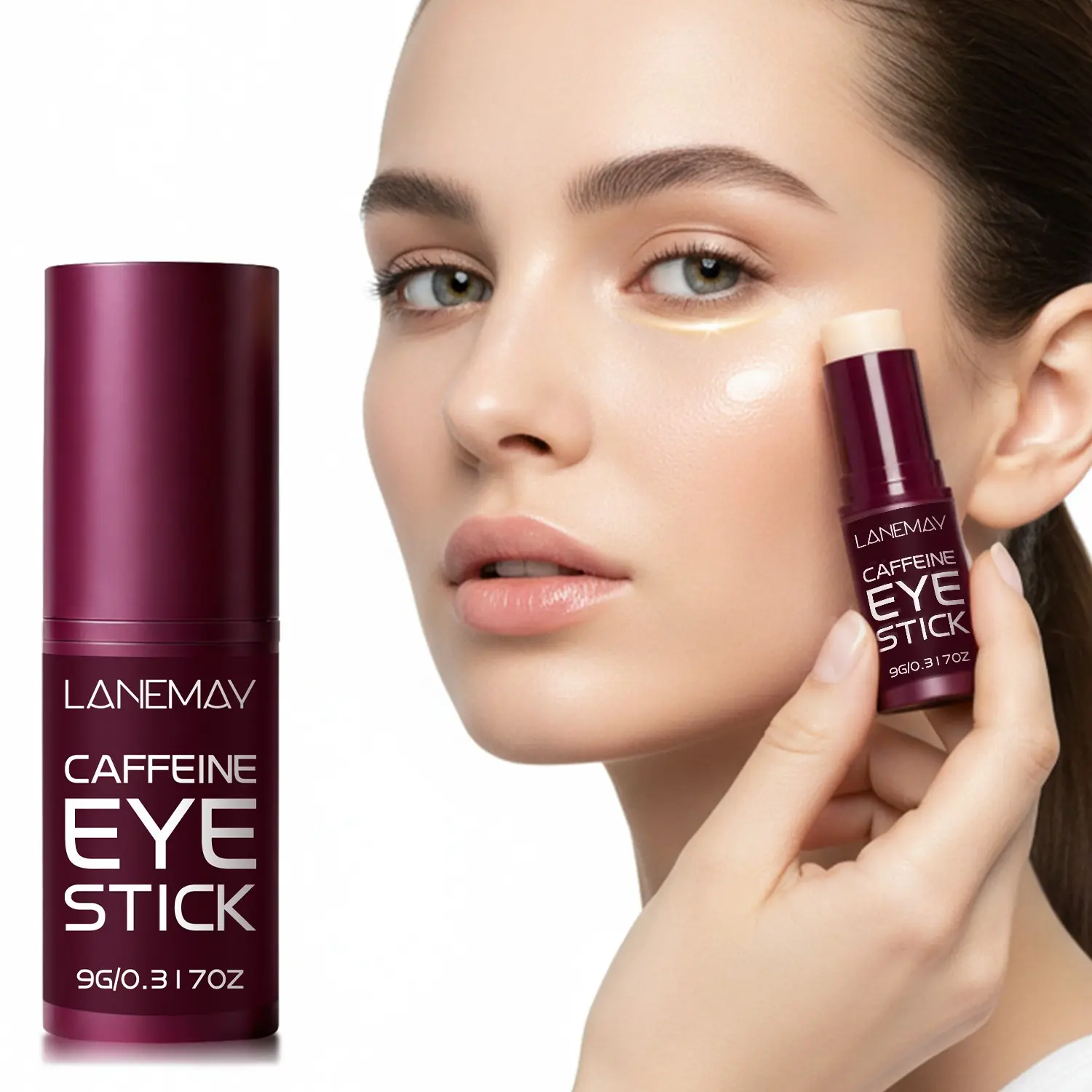 LANEMAY Caffeine Eye Stick - 5 Natural Ingredient Blend - Easy Application Fast Absorption Daily - Anytime Anywhere Eye Area Solution Brightening Eye Bag Remover