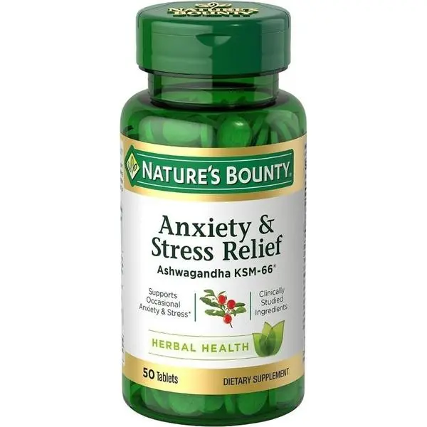 Nature's Bounty Stress Relief Ashwagandha KSM 66 Tablets, 50 Count