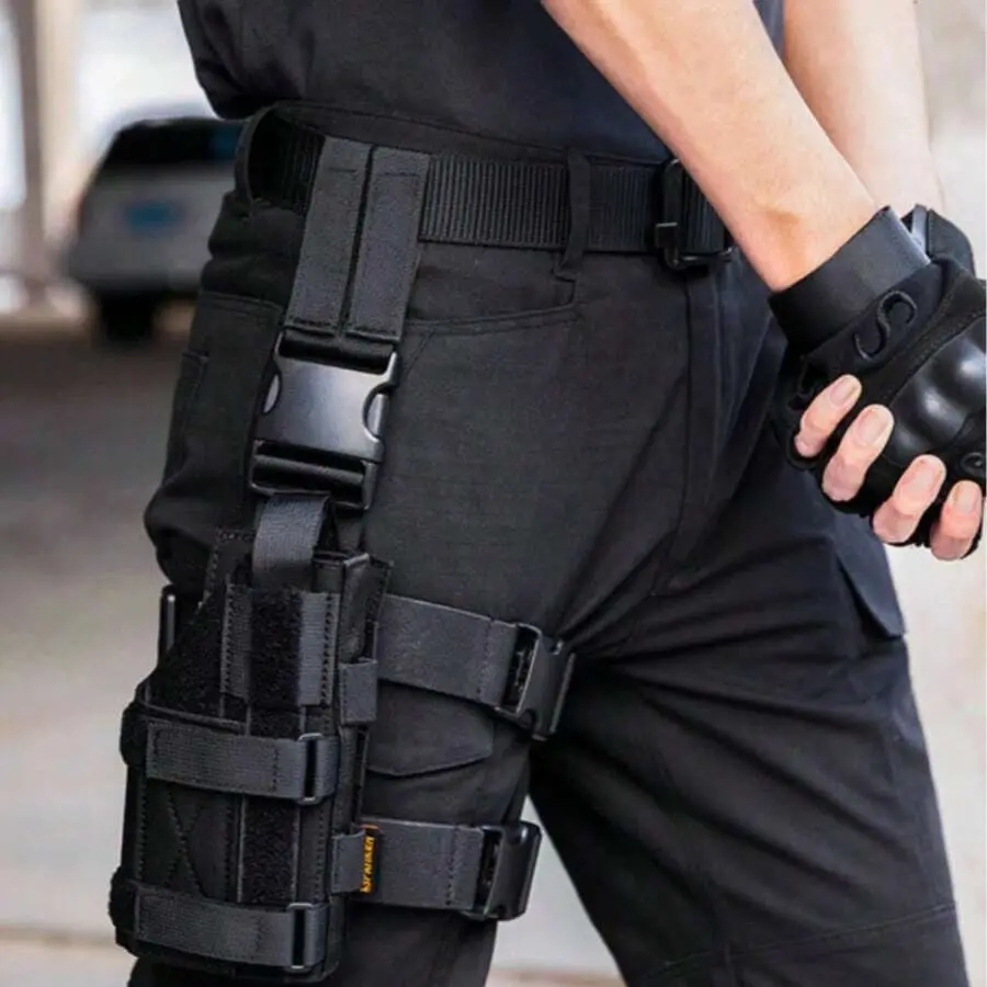 1 Pc Right-Handed Tactical Thigh Holster - Adjustable Quick-Draw With Magazine Pouch, 600D Nylon For CS Field & Airsoft