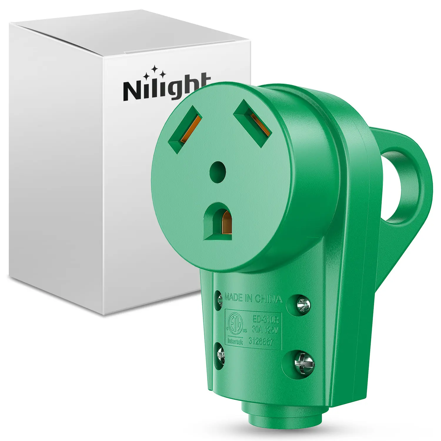 Nilight 30A/125V RV Female Replacement Plug - ABS Plastic Heavy-Duty Socket Receptacle with Handle, ETL Listed NEMA TT-30R for Camper Motorhome Trailer, 30Amp/125V