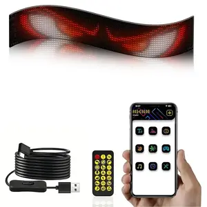 flexible  led  display USB Powered Devil's Eye LED Car Lights - Programmable Matrix Pixel Panel, Evil Eye Design, Text/Animation/Gesture Control, Orange and Yellow Flame Effect - For Cars, Parties, Shops , Compatible with USB sources up to 36V