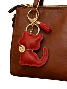 Elegant Cat Shaped Keychain PU Leather Bag Charm, Cute Kitten Decoration, Perfect Gift for Women and Girls, Birthday, Special Occasions