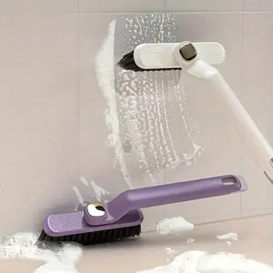 3-in-1 Floor Gap Brush, White Grout Cleaning Tool with Brush Scraper & Clip, Multi-Function Tile Crevice Scrubber for Bathroom Kitchen – For Apartment Renter Home Use Gift