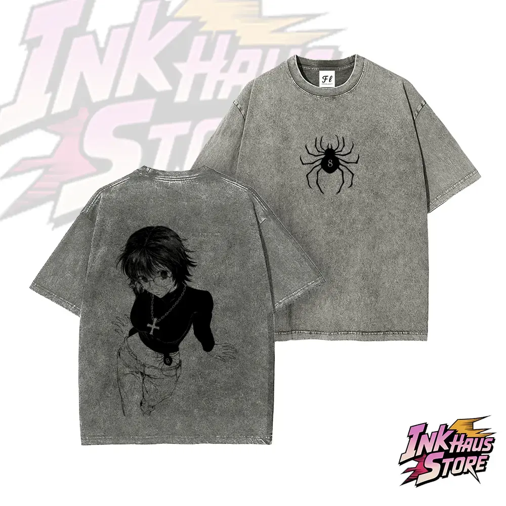 Shizuku Hunter X Hunter, Phantom Troupe AnimeDouble Printed --Short Sleeve Cotton Unisex Retro wash Tee