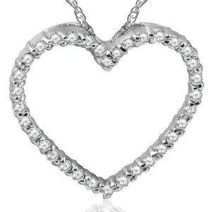 10K White Gold 1/2ct Lab Grown Diamond Heart Pendant 18" Necklace