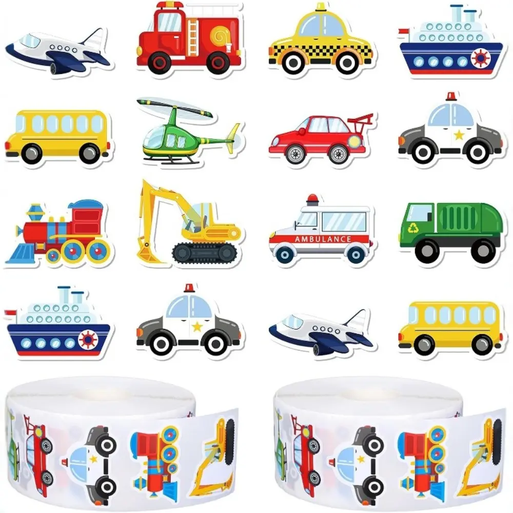 500 stickers, construction vehicle roll stickers, cartoon creative children's toy stickers, decorative hand account, desktop stationery stickers, Funny Stickers, Adhesive Decals, Sticker Set