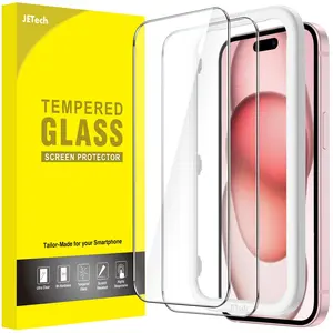 JETech Screen Protector for iPhone 15 Series, Bubble Free, Tempered Glass Film with Easy Installation Tool, Case-Friendly, HD Clear, 2-Pack