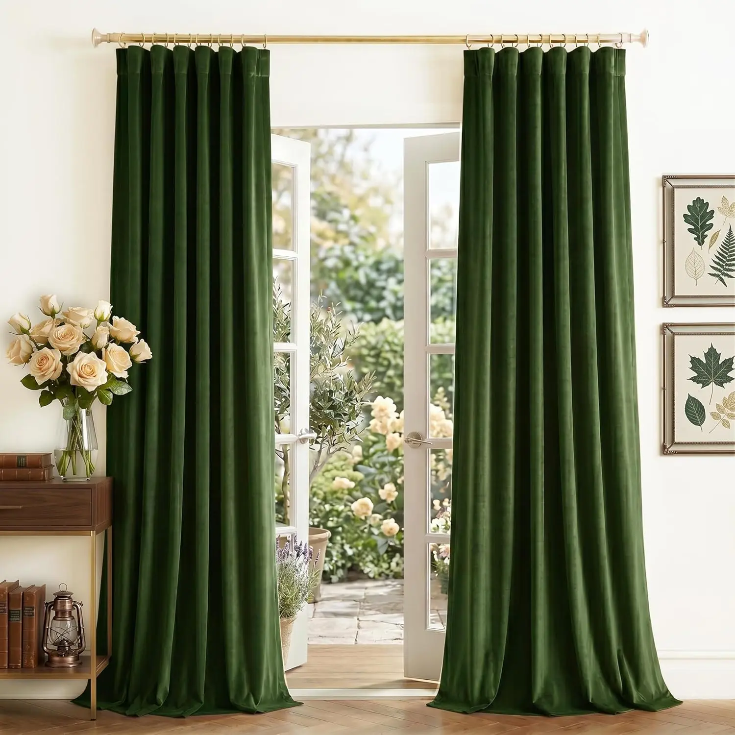 NICETOWN Velvet Curtains Panel  - Elegant Tall Window Treatments for Girls Floor to Ceiling Pleat Tape with Back Tab