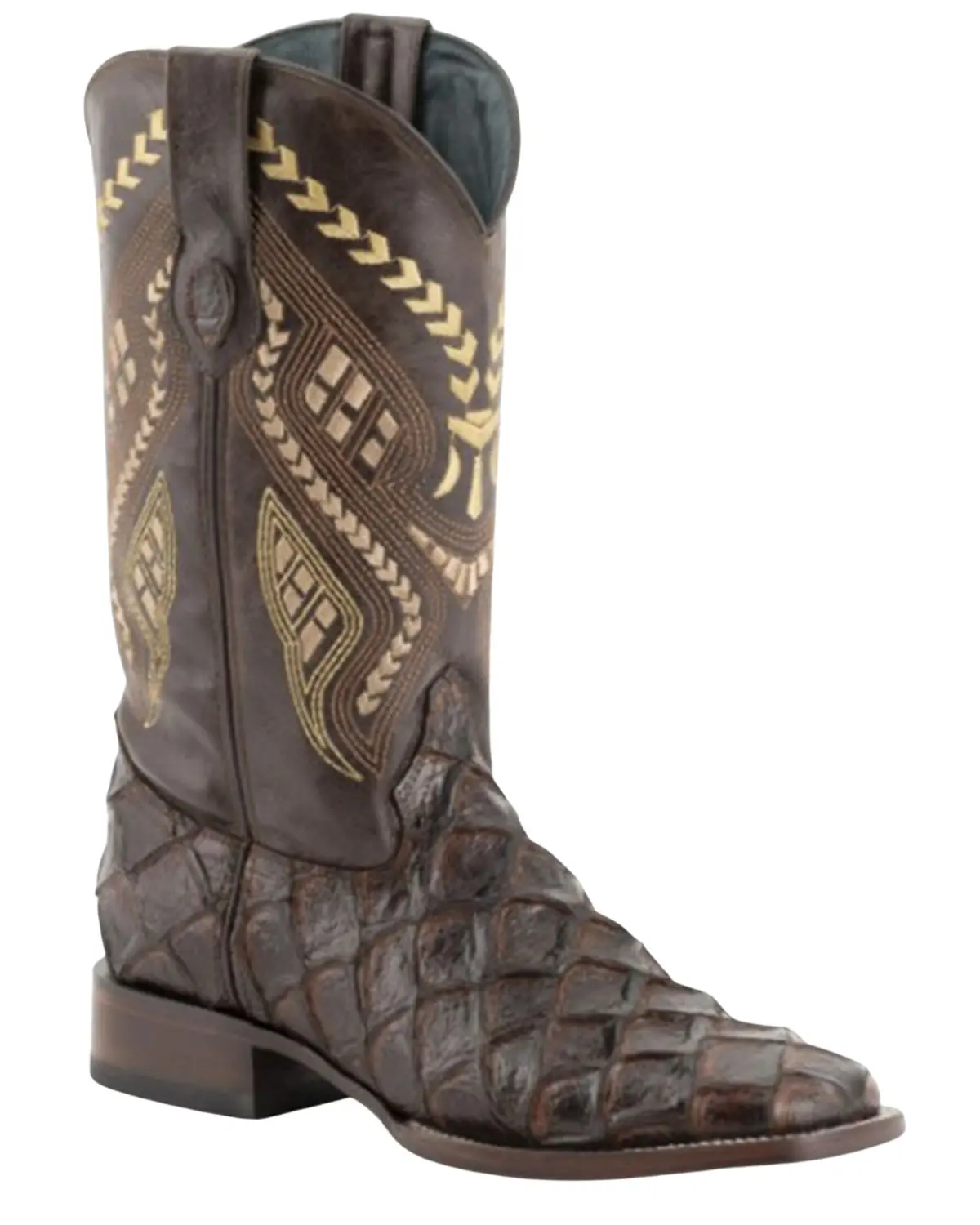 Ferrini Men's Men'S Bronco Pirarucu Print Western Boot Broad Square Toe - 43393-09