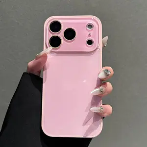 [Silky Skin-Like Touch]phone case Candy Macaron Series – Skin-Feel Crystal Clear Case for iPhone 17, 16, 15, 14, 13 Pro Max – Soft TPU Bumper + Hard PC Back – Full Lens Coverage – Cute, Minimalist, Pink & White Silky Smooth Pastel Cover