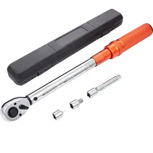 【fathersdaygift】VEVOR Torque Wrench, 10-150ft.lb/14-204n.m 1/2-inch Drive Click Torque Wrench, Dual-Direction Adjustable Torque Wrench Set, Mechanical Dual Range Scales Torque Wrench Kit with Adapters Extension Rod