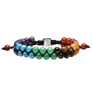OIDEA Colorful Lava Stone Essential Oil Diffuser Bracelet, Boho Braided Yoga Bead Wristband for Meditation & Aromatherapy
