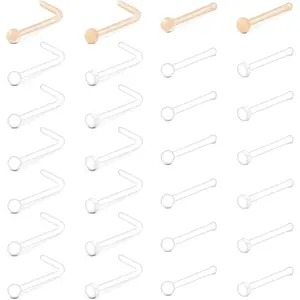 18g 20g Nude Clear Nose Studs for Work Clear Piercing Retainers for  Plastic Septum Retainer 16g Labret Lip Studs Plastic Cartilage Earring Studs for   Invisible Septum Rings