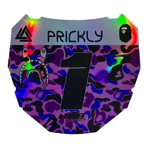 ODI Style Front Number Plate Decal — Purple/ Pink/ Blue Designer Camo (Holographic Chrome)