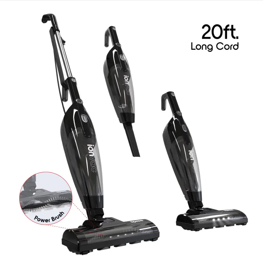 Ionvac Spree Corded Stick Vacuum, Multi-Surface 3-in-1 Upright/Handheld Vacuum Cleaner with Carpet Cleaner Brush and LED Lights