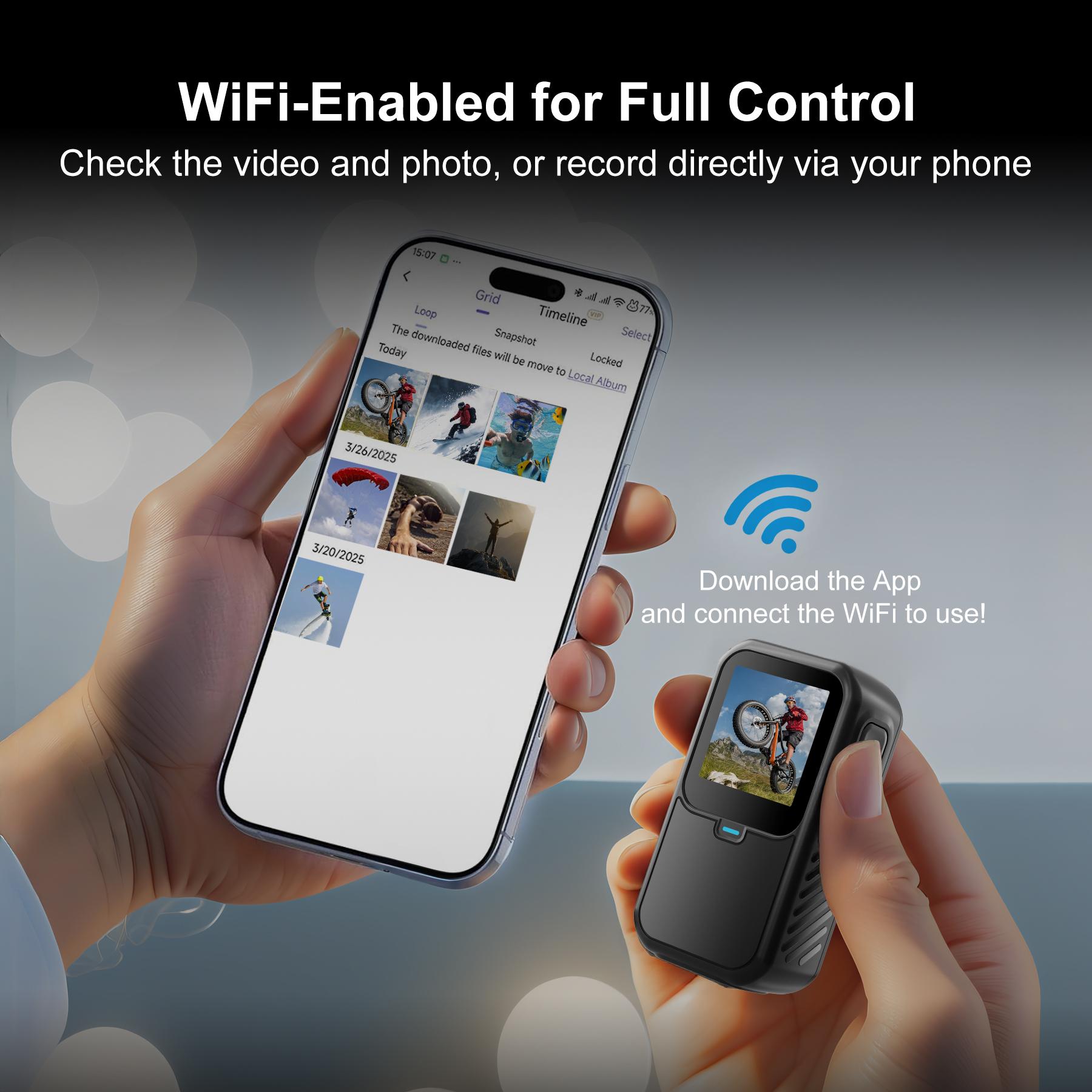 RyStar 4K 60FPS 30MP Dual LCD Touch Screen Action Camera 128GB Waterproof Underwater Camera 5X Zoom Remote Control Body Worn Cam