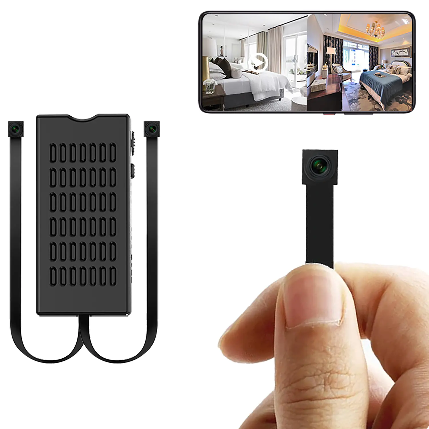 Upgraded Dual-Lens Micro Security Camera - HD 1080P, Low-Light Performance, Smart Recognition Alarm, Wi-Fi Connection, SD Storage, Indoor-Outdoor Home Monitoring CCTV Surveillance Device
