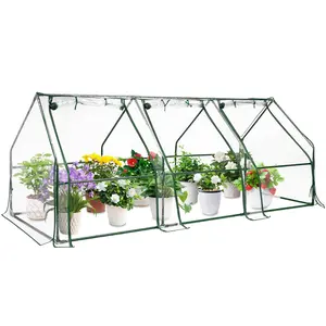 GarveeLifePortable Mini Greenhouse,96"x36"x36"Tunnel Greenhouse Garden w/ Roll-Up Zipper Door for Gardening Plant,Waterproof & UV Protected Green House for Outside Garden Patio Backyard