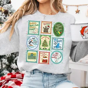 Elf Patchwork Quote Christmas Shirt Vintage Holiday Comic Panel T-Shirt Retro Xmas Graphic Hoodie Funny Elf Retro Winter Shirt
