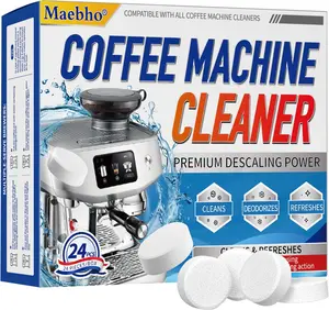 Coffee Machine Cleaner Descaler Tablets - 24 Pack, Deep Cleaning and Descaling for All Coffee Makers , Coffee Maker Pot Descaling & Cleaning Tabs, Descale Drip Coffe And Espresso Machines clean concentrate