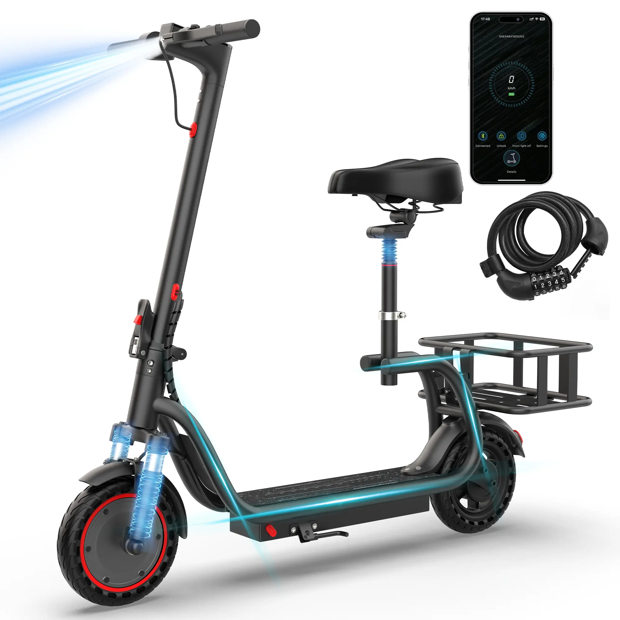 350W Electric Bicycle, LED display, 8.5-inch puncture-resistant tires, top speed 19 mph, range 16/28 miles, equipped with LED lights for portable commuting Folding Commuter Scooter