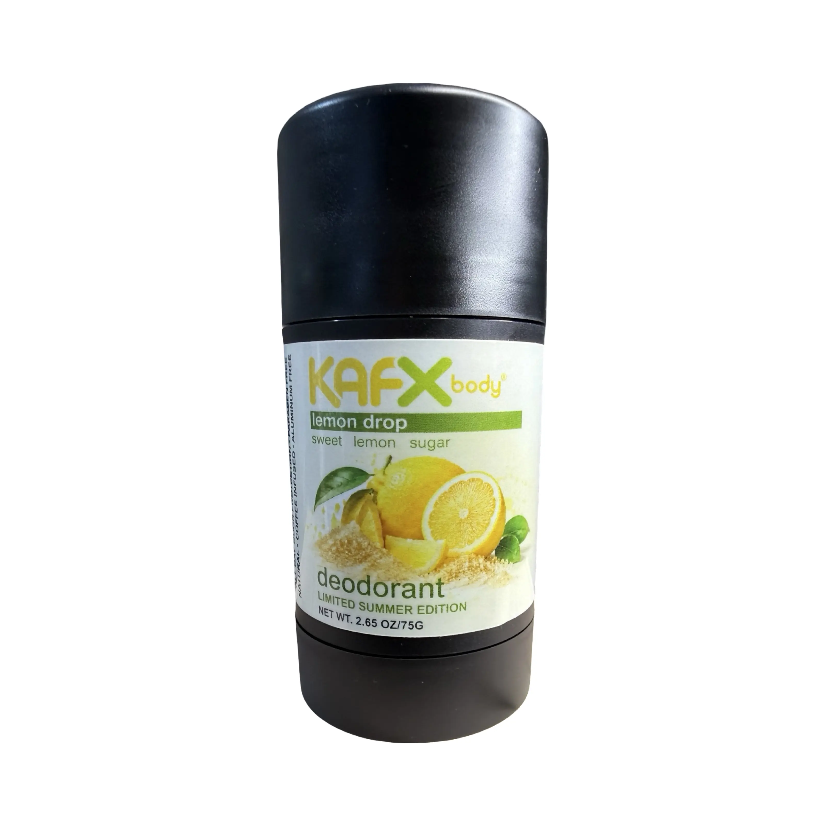 KAFX Body Lemon Drop Coffee Infused Natural Deodorant 75g Stick Alcohol-Free Ammonia-Free for Men Women