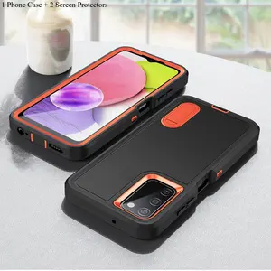 3 PCS, 1 Phone Case with 2X Clear Screen Protectors, Defender Stand Samsung Galaxy S23 FE Phone Case, Cellphone, Shockproof Protective Cover, Suitable for Galaxy S23 S22 Ultra Plus S23 FE A54 A13 A03S Accessories Protection Casing