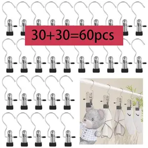20/30/60pcs Boot Hangers Clips Laundry Hooks Stainless Steel for Closet Portable Home Travel Hats Handbags Towels Skirt Pack Hanging Organiser