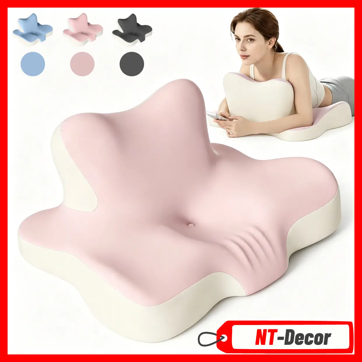 Orthopedic Memory Foam Pillow,Ergonomic Contoured Cervical Neck Rest,Memory Foam Cushioning with Supportive Head Cushion,Removable Washable Cover for Reading & Phone Use,Neck Rest Cushion,Ideal for Sleep,Reading,Office,Gift