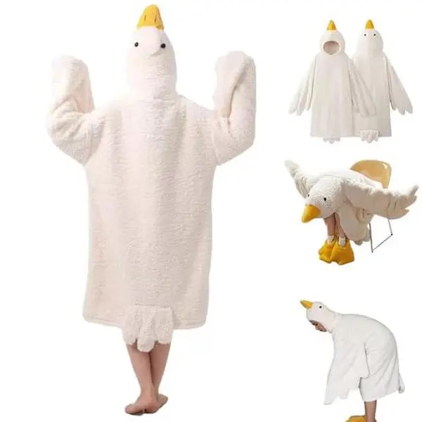 Goose Wearable Blanket Hoodie Onesie, Halloween Oversized Warm Duck Hooded Blanket with Sleeves, Cozy Sleeping Bag for Adults & Kids