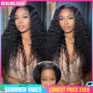 Bling Hair 6x4 Deep Wave Wig Ready to Wear Glueless Human Hair Wig Pre-cut Lace Pre-plucked Natural Hairline Ready & Go Wig for Beginners No Glue No Gel summervibes