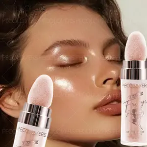 1PC Waterproof Glitter Pressed Shimmer Highlighter Powder High-gloss Lasting Brighten Face Body Contouring Bronzer Illuminator Pearlescent Highlighter Stick