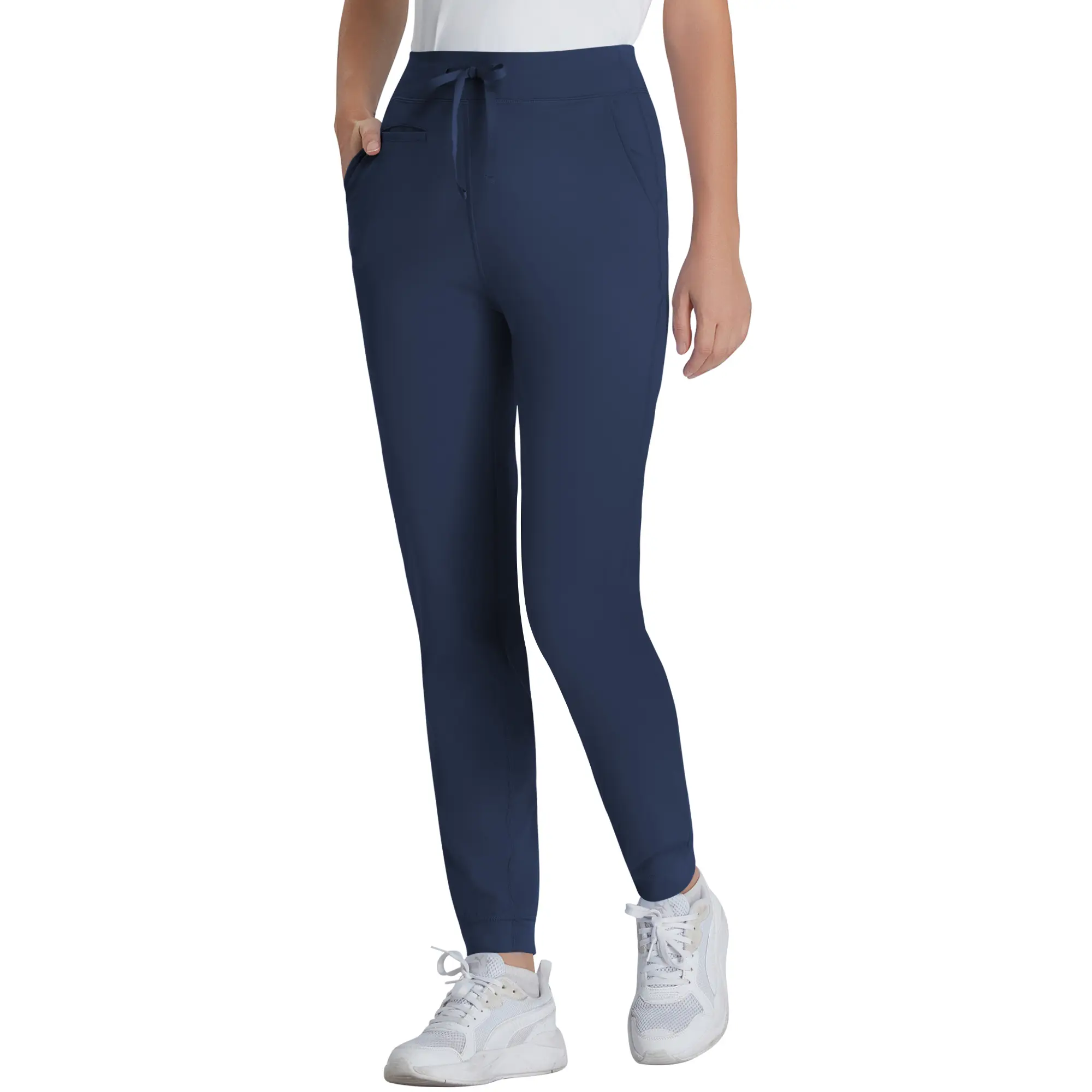 Kecols Women's Jogger Style Yoga Scrub Pants High Rise Slim Fit with 5 Pockets Anti-Wrinkle Knit Waistband