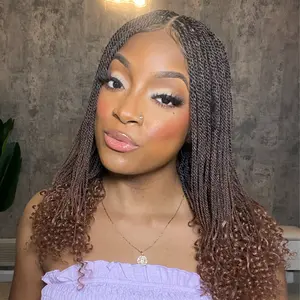 JALIZA 14" senegalese mini twist braided wig | Full Lace | 289 strands of braids | Full Hand Tied | Human Hair Baby Hair