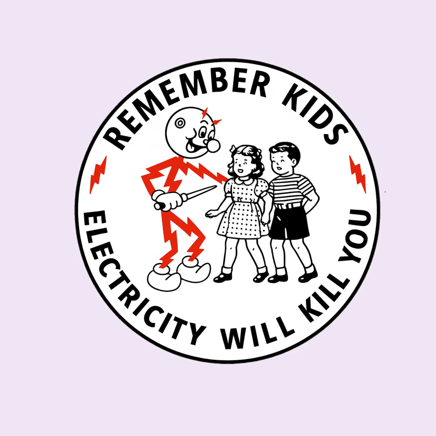 Vintage Electric Safety Sticker, Retro “Electricity Will Kill You” Decal, Funny Hazard Warning Sticker, Dark Humor Kids Safety Sign