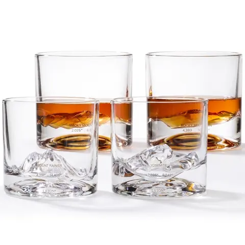 LIITON Grand Canyon Crystal Whiskey Glasses Gift Set - 2-Piece Thick, Durable 10 oz Freezable Bourbon Glassware, Glasscup, Glass Beverage Cup Durable Glass Cup Whiskey Drinking Glass