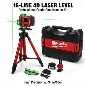 Milwaukee 16 Line Laser  Kit Pro Precision Set 4 d automatic 360 with tripod green beam self leveling professional power tool lithium battery energy storage level instrument