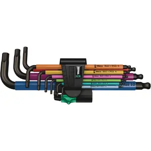 WERA 05022089001 950 SPKL/9 SM MULTICOLOUR LONG ARM HEX KEY SET