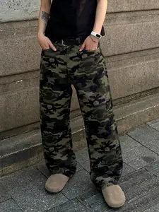 Four-season men's loose straight-leg camouflage jeans, military-style printed denim pants, casual street-style bottoms. Comfortable and loose fit, suitable for daily outings, outdoor gatherings, and urban fashion looks. A must-have trendy men's pants 🔥