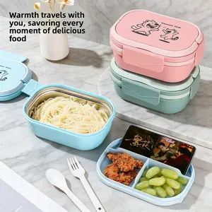 Exquisite insulated lunch boxes that can be microwaved, essential for families, made of stainless steel and plastic, food-grade food storage containers suitable for office workers and students