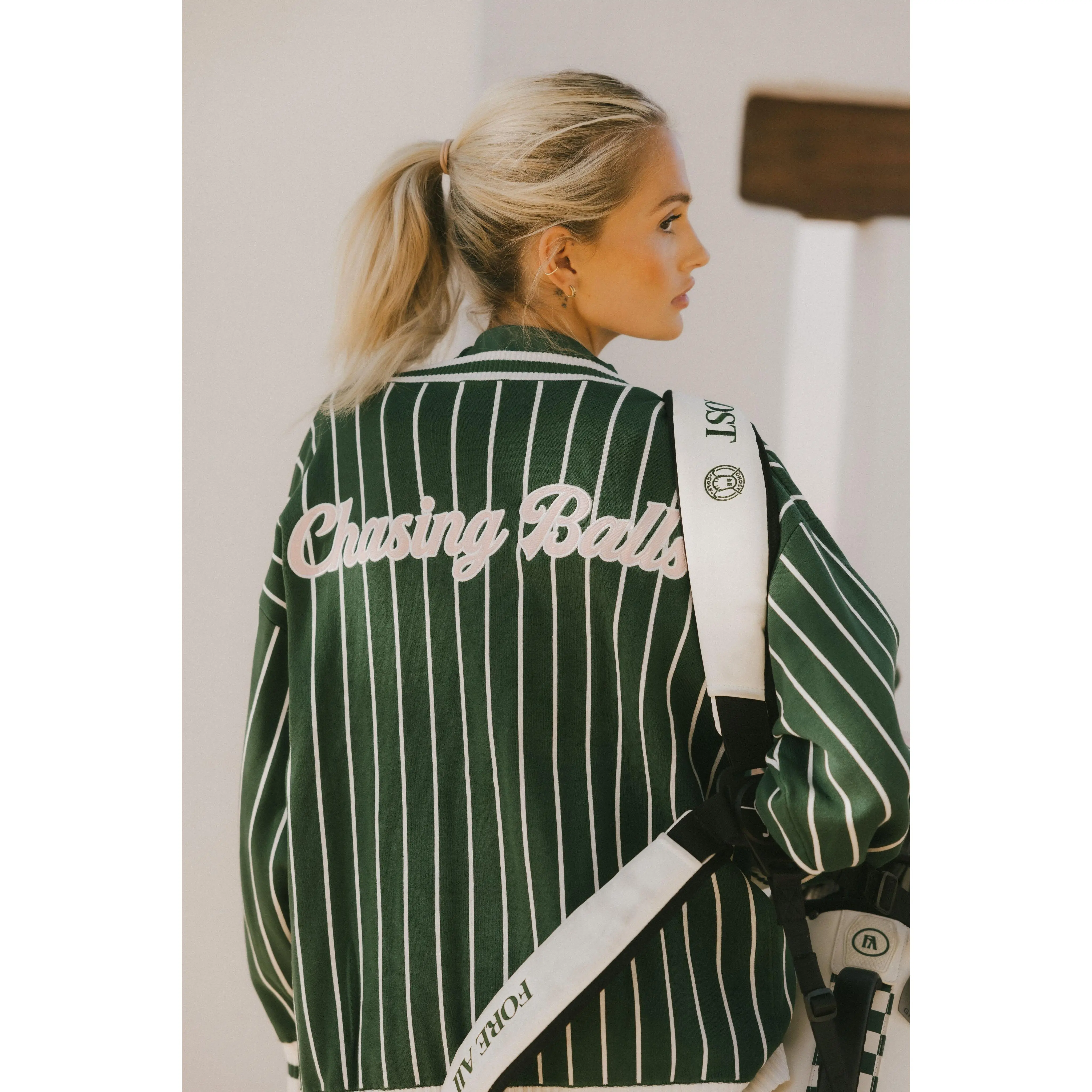 Dot Cardigan -  Pinstripe Green