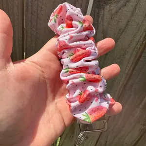 Strawberry Scrunchie Wristlet Keychain