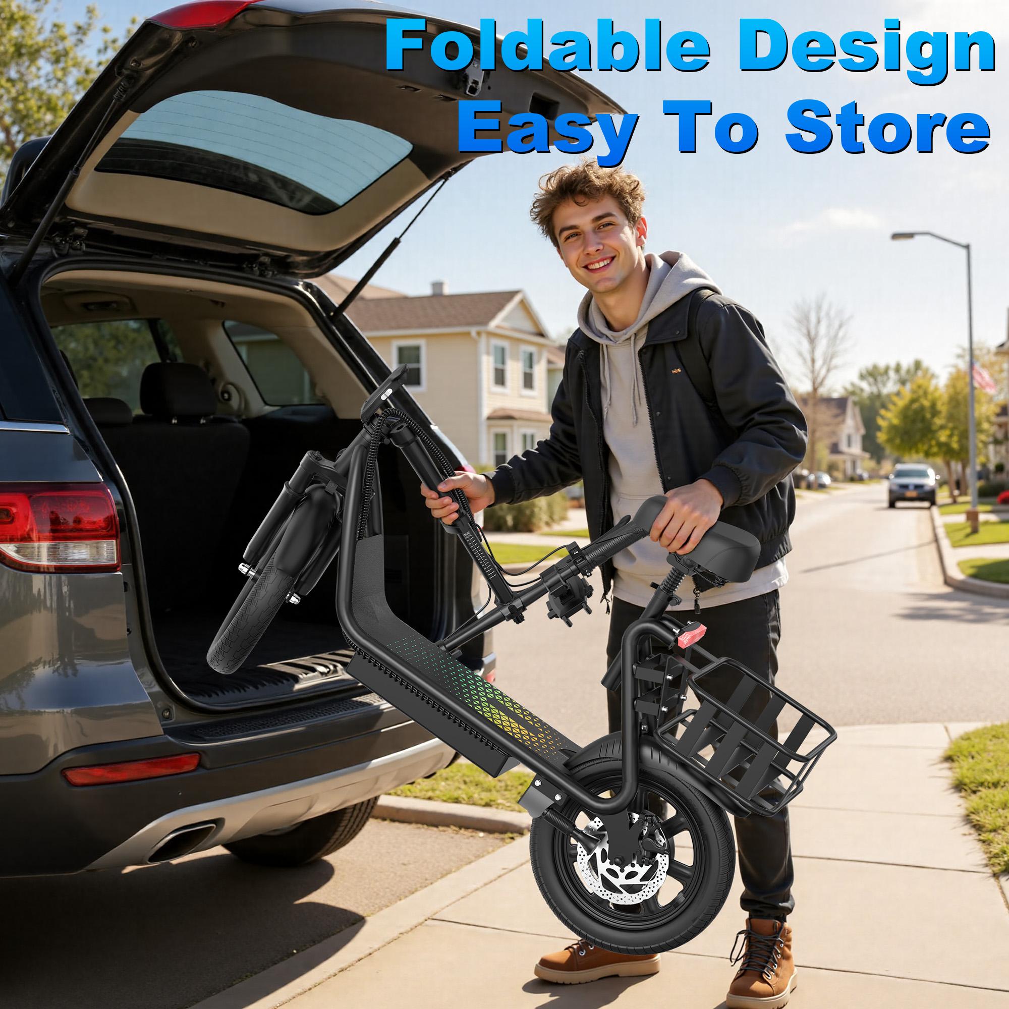 Electric Scooter with Smart App Control, 48V 22.5Ah Battery, 22MPH Top Speed, 21-27 Miles Range, Rear Storage Basket