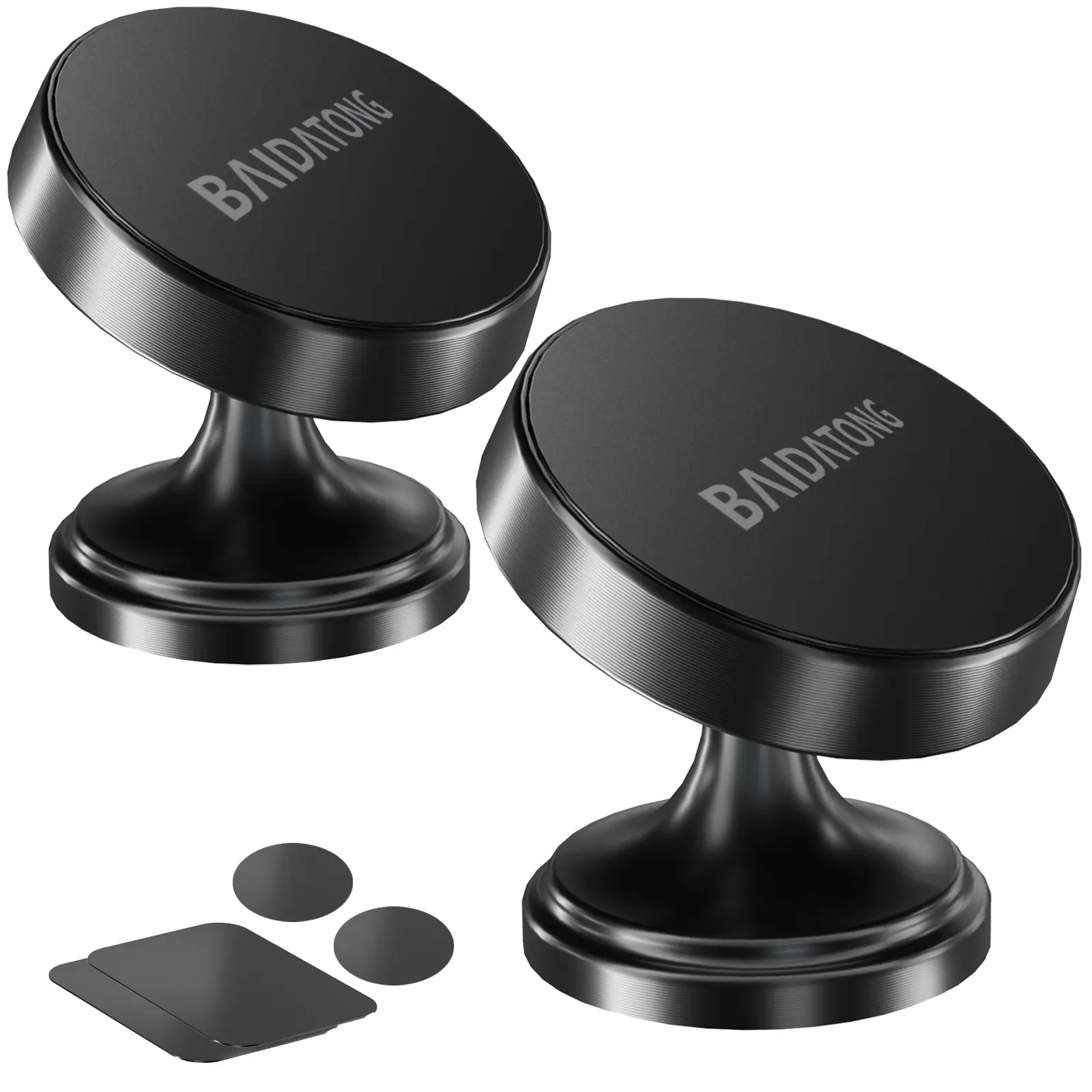 BAIDATONG Magnetic  Holder【2-Pack】Durable material fixing mount Magnetic Car  Holder,Strong Magnet Car [4 Plate] Magnet    Holders for Your Car Magnetic 360° Rotation iPhone Included  Small  holder for car phone mount Car Accessory magnetic phone mount