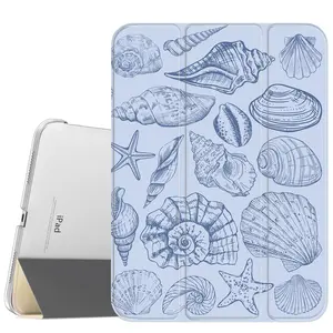 Ocean Illustration Sketches Tablet Case - Slim Stand Cover with Soft Translucent Frosted Back, Pencil Holder, Magnetic Casing, Full Protection for iPad A16 2025/Air 6/Mini 6, Samsung Galaxy Tab S9 Electronics Accessories