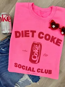 Women's Lady Casual Pullover Crewneck Sweatshirt, Diet Coke Social Club Themed Tops