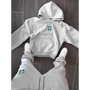 Men's Fashion Printed Pullover Hoodie Set, High Quality Casual Long Sleeve Hooded Sweater, Spring & Fall Fitted Knitwear