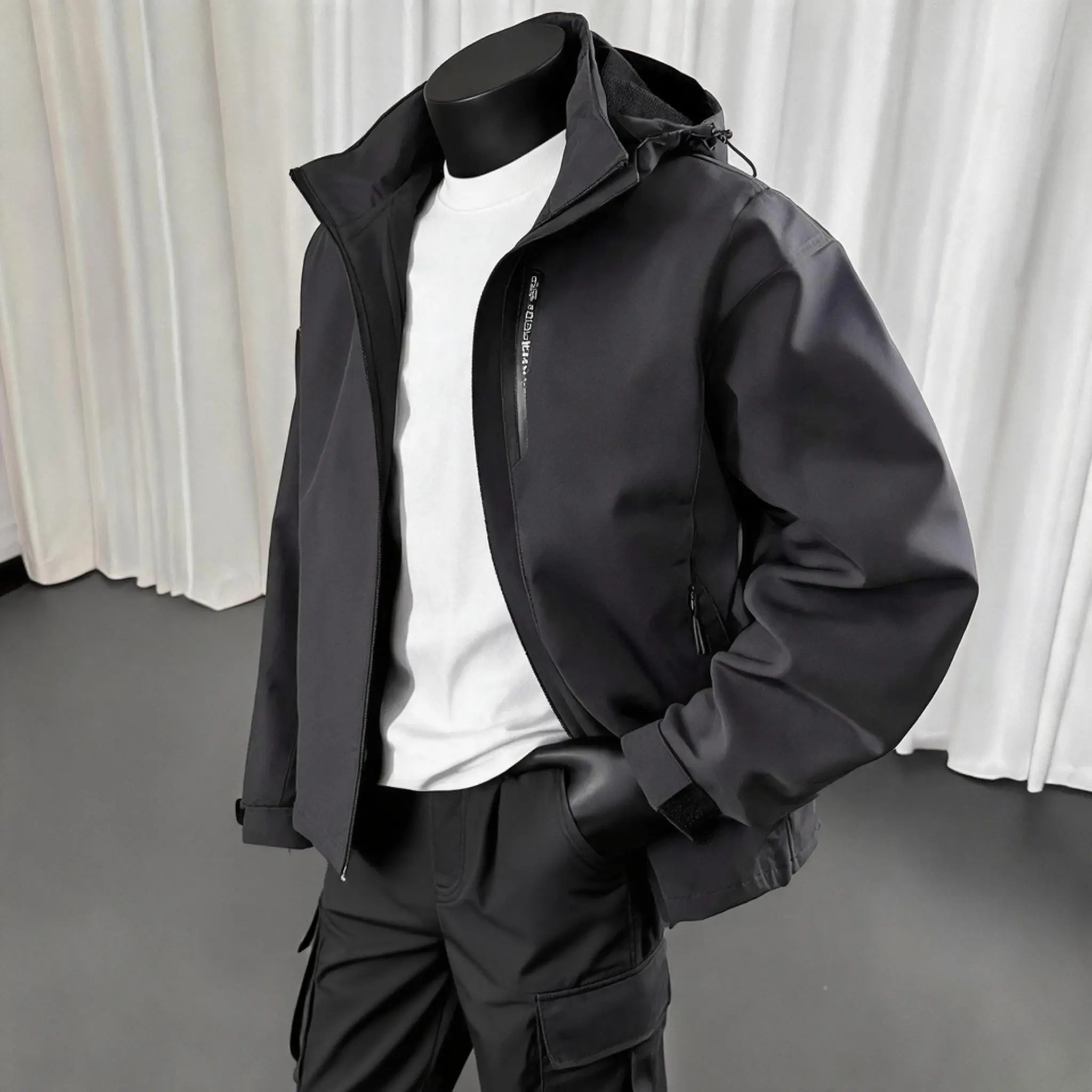 NELEUS Unisex Lightweight Fabric Hardshell Jacket - Single-Layer Windproof Breathable Coat with Zipper Closure, Loose Fit Outerwear for Hiking & Daily Commute, Outdoor Travel, Hiking Coat