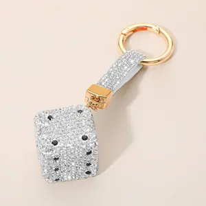 Bling Studded Dice Keychain Bag Charm 5.25" L 1.5" X 4.5" Sparkly Luxury Accessory for Keys or Bags
